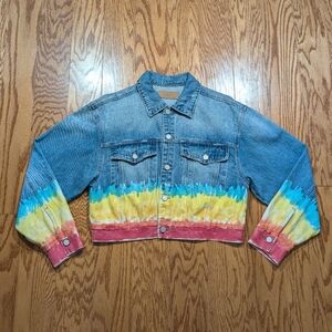 Denim Tie-Dye Cropped Jacket